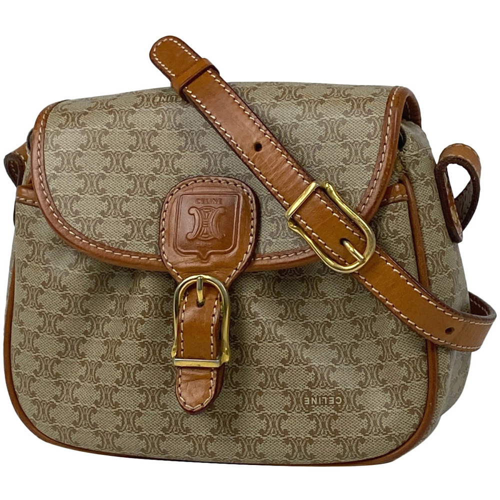 Celine Macadam shoulder bag crossbody canvas beige brown